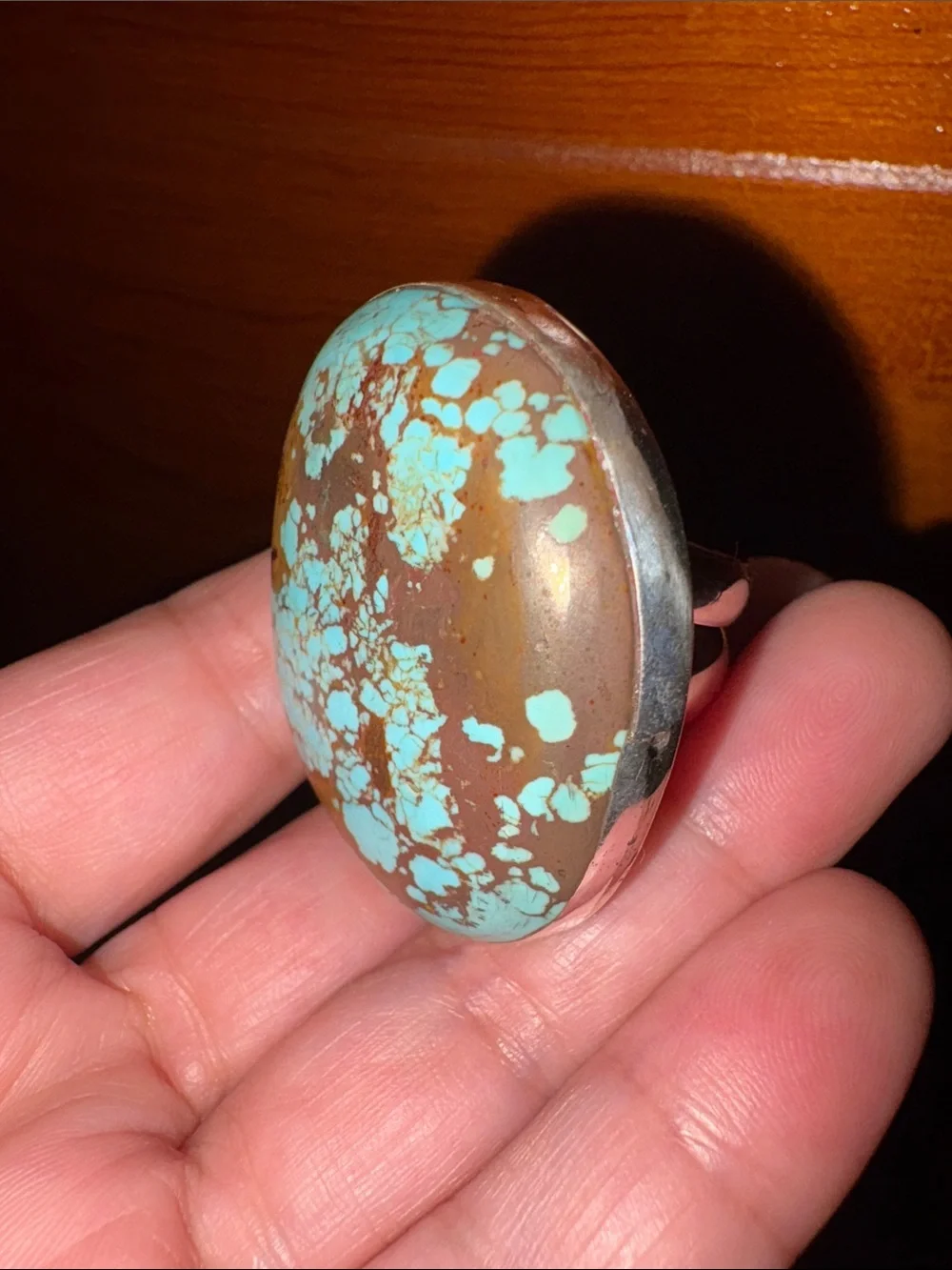 Turquoise and Brown Matrix Statement Sterling Ring - Men’s Jewelry